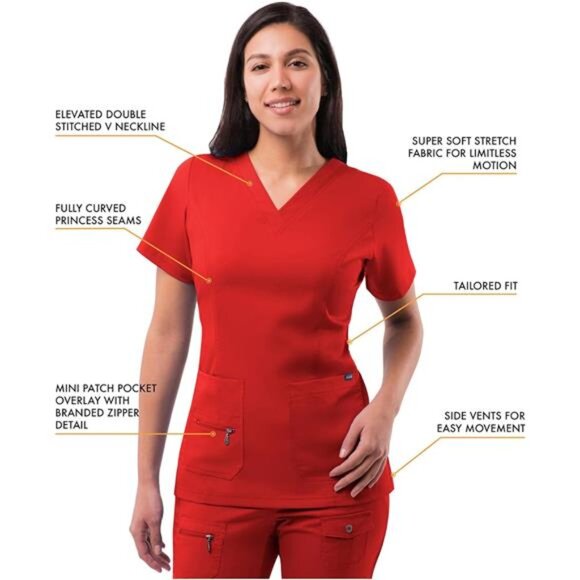 Scrub Set for Women - Enhanced V-Neck Top & Multi Pocket Pants - Picture 3 of 8